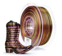 ZIRO Rayures Soie Filament PLA Multicolore 1.75mm, Arc-en-ciel Soie PLA 1kg | Changement de Couleur Rapide PLA Soyeux Rayures Série, Arc-en-ciel Soie Rotative Filament pour Imprimante 3D, Rayures Dorées