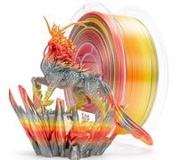 ZIRO Soie Multicolore Filament PLA 1.75mm, Soyeux Arc-en-ciel Filament pour Imprimante 3D, Précision Dimensionnelle +/- 0.03mm, Bobine de 1kg, Ruban Chromatique