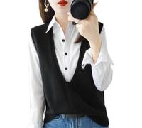 ZIRONG Gilet Pull sans Manche Femme,Pull sans Manches À Col en V Profond De Printemps/Pull Intérieur en Mélange De Laine Débardeurs/Veste sans Manches pour Femme Pull Tricoté,XL