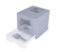Zisemeil Litière fermée pour chat avec porte réglable - Grand design peu encombrant pour un nettoyage facile et un contrôle des odeurs chez les chats (gris)