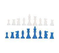Zisemeil Lot de 32 figurines d'échecs bleues et blanches de qualité supérieure pour un divertissement et des voyages en plastique robuste