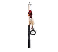 Zisemeil Poisson Design Jouet Interactif pour Chat avec Plume Teaser, Tige Extensible pour Chat Mordre, Jouet Multifonctionnel pour Chat