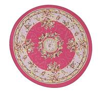 Zisemeil Tapis de Maison de Poupée de Style Vintage, 16,5 Cm de Diamètre, Tapis Rond Miniature Exquis en Tissu tissé 1:12 pour Chambre de Maison de Poupée pour Filles (C02 Fleur Rouge)