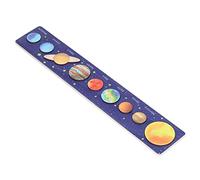 Zisemeil Wood Solar System Board, Model of The Solar System, Blue Long Back, Science, Wood Educational, Puz Schools for Boys and Girls (Soleil Jaune)