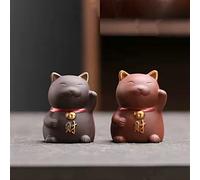 Zisha Tea - Figurine de chauve-souris chat malheureux en colère - Accessoires de décoration pour table à thé, bureau, salon de thé, excellent cadeau pour les amateurs de thé (6. Chat porte-bonheur
