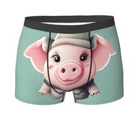ZISHAK Boxer pour homme imprimé lapin blanc mignon, short élastique confortable pour homme, slip flexible pour homme, Joli cochon, XL