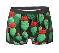 ZISHAK Boxer pour homme motif tournesol - Short élastique confortable pour homme - Slip flexible pour homme, De nombreux petits cactus artistiques, XL