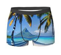 ZISHAK Caleçons boxeurs essentiels de voyage Mountain pour hommes, caleçons élastiques pour hommes, caleçons boxeurs pour hommes, Plages de Tahiti, X-Large