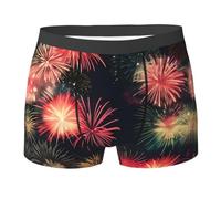 ZISHAK Caleçons boxeurs essentiels écossais écossais pour hommes, boxers élastiques pour hommes, sous-vêtements pour hommes, Beaux feux d'artifice, Large