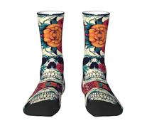 ZISHAK Chaussettes de sport et décontractées polyvalentes en marbre violet pour vos besoins et activités quotidiennes, Fleurs ornementales crâne, taille unique