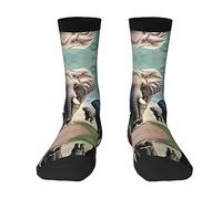 ZISHAK Elephant Family Chaussettes de sport pour homme, longueur moyenne pour la course à pied, chaussettes de sport confortables et respirantes, Famille d'élé, taille unique