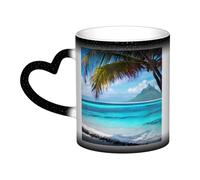 ZISHAK Tahiti Beach Tasse en céramique sensible à la chaleur Changement de couleur pour la maison et les aventures en plein air