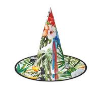 ZISHAK Toucans - Chapeau de sorcière tendance pour femme - Motif feuilles de palmier - Chapeau de fête ultime pour le meilleur costume d'Halloween
