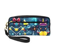 ZISHAK Trousse de maquillage portable avec imprimé à pois noirs et blancs, design convivial, mini pochette de maquillage polyvalente, Chimie scientifique abstraite, One Size