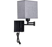 zishuo shop Appliques Murales, Applmurale Moderne À Bras Pivotant, Applmurale Led Avec Port de Charge Usb Et Variateur D'Intensité,De Chevet, Abat-Jour En Tissu, Compatible Avec Chambre, Salon, Couloi