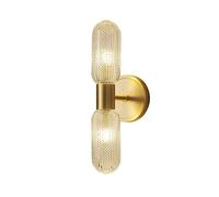 zishuo shop Appliques Murales, Applmurale Moderne En Laiton Et Verre, Applmurale D'Intérieur À Led À 2 Lumières Avec Ampoule, Mural Brossé Pour Salle Den, Meuble-Lavabo, Salon, Chambre À Coucher
