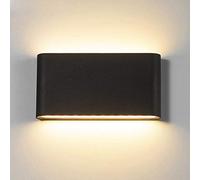 zishuo shop Appliques Murales Extérieures À Led, Appliques Murales Extérieures Étanches Ip65 En Aluminium, 12 W, Blanc Chaud 3 000 K,Malistes Et Décoratives Pour Cour, Patio, Terrasse, Couloir/Noir/A