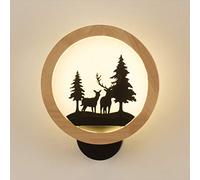 zishuo shop Appliques Murales Led Pour Chambre D'Enfant, 16 W, Rondes Et Modernes En Bois, Blanc Chaud, Style Élan, Décoratif D'Intérieur, Idéal Poure Chambre D'Enfant,E Fille Ou Garçon./Noir/A