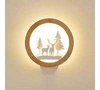 zishuo shop Appliques Murales Led Pour Chambre D'Enfant, 16 W, Rondes Et Modernes En Bois, Blanc Chaud, Style Élan, Décoratif D'Intérieur, Idéal Poure Chambre D'Enfant,E Fille Ou Garçon./Blanc/A