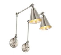 zishuo shop Appliques Murales, Lot de 2 Appliques Murales Pivotantes, Applmurale À Bras Pivotant En Nickel Brossé Avec Interrupteur Rotatif, Applmurale En Fer Rustaméricain,De Chevet Réglable, Lot de