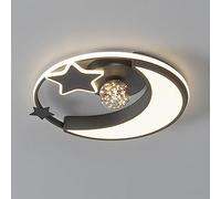 zishuo shop Appliques Murales, Plafonnier Led, Plafonnier Créatif Étoile Lune, Plafonnier Acrylavec Abat-Jour Doré/Noir, Encastré Pour Chambre de Garçons Et Filles, Salon, Intensité Variable/Noir/52Cm