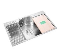 zishuo shop Éviers de Cuisine, Grand Évier Simple En Acier Inoxydable 304, Évier de Préparation Pour Bar, Installation Encastrée Ou Sous Plan, Facile À Nettoyer/Argent/78 * 48Cm