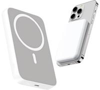 ZISONIX Batterie Externe Magnétique,5000mAh Magnetic Powerbank,PD20w Fonction de Charge Rapide sans Fil Chargeu, Recharge Rapide Portable Compatible avec iPhone15&14&13 (Blanc)