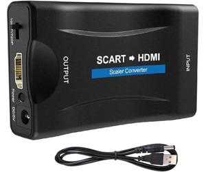 Zisonix Convertisseur Scart Vers Hdmi Adaptateur Audio Vidéo Support 720p/1080p Pour Téléviseur/Moniteur/Projecteur/Stb/Vhs/Xbox/Ps3/Sky/Blu-ray/Dvd Noir