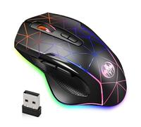 ZISONIX Wireless Gaming Mouse, Rechargeable Optical Mice with 3 Levels DPI up to 3200, 2.4G USB Computer Mouse with Ergonomic Palm Rest