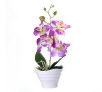 ZiStarlilife 1 orchidée phalaenopsis artificielle en soie dans un pot pour décoration de maison, bureau, centre de table élégant pour café restaurant (D)