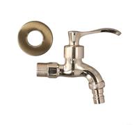 ZiStarlilife 1 robinet mural vintage en bronze huilé pour machine à laver, robinet grue de jardin en laiton massif avec tuyaux chauds et froids, décoration extérieure de style européen (doré)