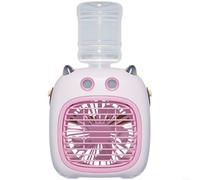 ZiStarlilife 1 ventilateur portable USB avec double brumisateur de refroidissement, 4 vitesses et 1200 mAh pour mini voiture, bureau, voyage et utilisation en extérieur, blanc (rose)