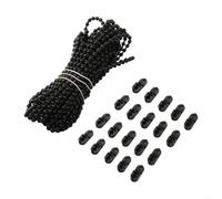 ZiStarlilife Chaîne de store enrouleur de 10 m avec 10 paires de connecteurs, câble à sertir en plastique noir pour kit de réparation et de remplacement de stores d'ombrage (ensemble)
