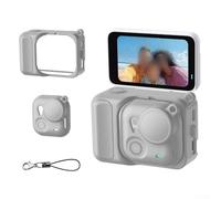 ZiStarlilife Coque de protection en silicone souple, pour Insta360 Go Ultra, résistante aux chocs, avec une meilleure prise en main et cordon pour sports de plein air et voyage (gris)