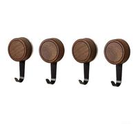 ZiStarlilife Crochet à ventouse robuste en bois de noyer sans perçage, avec adhérence sous vide, capacité de charge élevée pour salle de bain, chambre à coucher, placard (4 crochets)