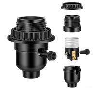 ZiStarlilife Douille de rechange E26 avec interrupteur à bouton et anneaux d'ombrage, compatible avec les ampoules E27 à base moyenne, kit de réparation de lampe avec tuyau fileté et rondelle en métal