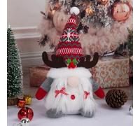 ZiStarlilife Figurine de nain de Noël Père Noël et Rudolphe, 16 x 10 x 28 cm, décoration d'intérieur et d'extérieur en gris, rouge, blanc pour la maison ou le jardin (femme)