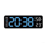 ZiStarlilife Horloge électronique numérique LED avec grand affichage calendrier, température, support mural, alimentation USB, 22,8 cm, horloge électronique noire (lumière bleue)