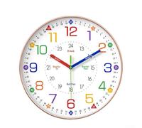 ZiStarlilife Horloge murale d'apprentissage silencieuse pour enfants avec options de 25,4 cm et 30,5 cm, couleurs vives, montage mural facile pour salle d'étude ou décoration de salon (A)