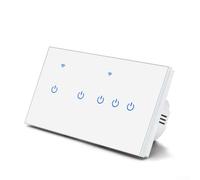 ZiStarlilife Interrupteur tactile intelligent WiFi pour application Tuya - Télécommande vocale - Interrupteur mural compatible avec Smart Home pour Alexa 2, 3, 4, 5, 6, 8 (5 gang-blanc)