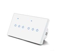 ZiStarlilife Interrupteur tactile intelligent WiFi pour application Tuya - Télécommande vocale - Interrupteur mural compatible avec Smart Home pour Alexa 2, 3, 4, 5, 6, 8 (6 gang-blanc)