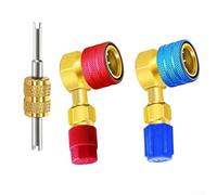 ZiStarlilife Kit d'adaptateur de coupleur rapide haute et basse pression à 90° pour systèmes de climatisation automobile R1234yf à R134a avec extracteur de noyau de valve à double tête