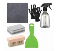 ZiStarlilife Kit de nettoyage de pierre tombale 7 pièces avec brosse à récurer, flacon pulvérisateur et gants pour l'entretien des tombes et surfaces en marbre, ensemble d'outils en plastique noir