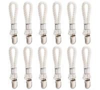 ZiStarlilife Lot de 12 pinces à serviette avec corde en coton et pince en métal pour économiser de l'espace, pour salle de bain, cuisine, serviettes, chaussettes, gants, aucune installation nécessaire
