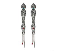 ZiStarlilife Lot de 2 découseurs vintage avec lame en acier inoxydable, poignée en alliage de métal pour couture du cuir, ouvre-boutonnière facile pour tailleurs (grand argent)