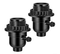 ZiStarlilife Lot de 2 douilles de rechange E26 avec interrupteur à bouton et anneaux d'ombrage, compatible avec les ampoules à base moyenne E27, kit de réparation de lampe avec tuyau fileté et