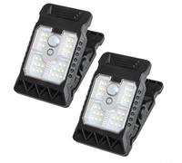 ZiStarlilife Lot de 2 lampes solaires étanches à détecteur de mouvement 3 modes avec clip pour clôture, terrasse, camping, plastique noir