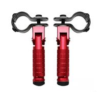 ZiStarlilife Lot de 2 paires de repose-pieds arrière pliables CNC pour passager - En alliage antidérapant - Pour moto, vélo électrique, VTT, équitation tout-terrain - Noir (rouge)