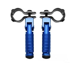 ZiStarlilife Lot de 2 paires de repose-pieds arrière pliables CNC pour passager - En alliage antidérapant - Pour moto électrique, VTT, équitation tout-terrain - Noir (Azure)