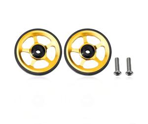 ZiStarlilife Lot de 2 roues de rechange en alliage d'aluminium pour vélo pliant Brompton, roulement scellé CNC pour modification de vélo et stationnement (doré)